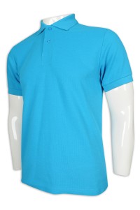 P1154 訂製男裝藍色Polo恤 修身 65%棉 35%滌 Polo恤生產商     天藍色